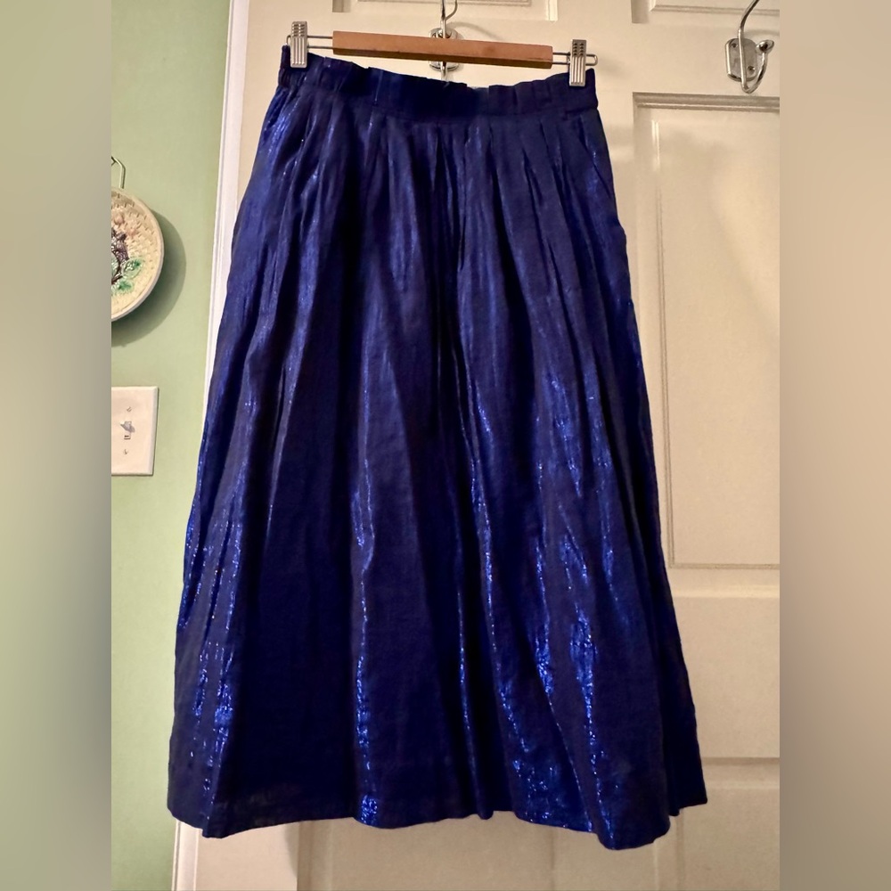 J. Crew Blue Bubble Midi Skirt Pleated Cocktail